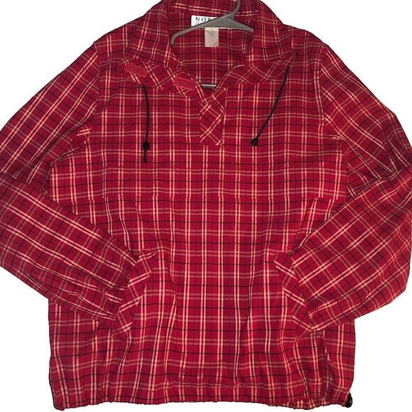 Norton studio plaid flannel meets wind breaker pull over size med - Picture 1 of 4